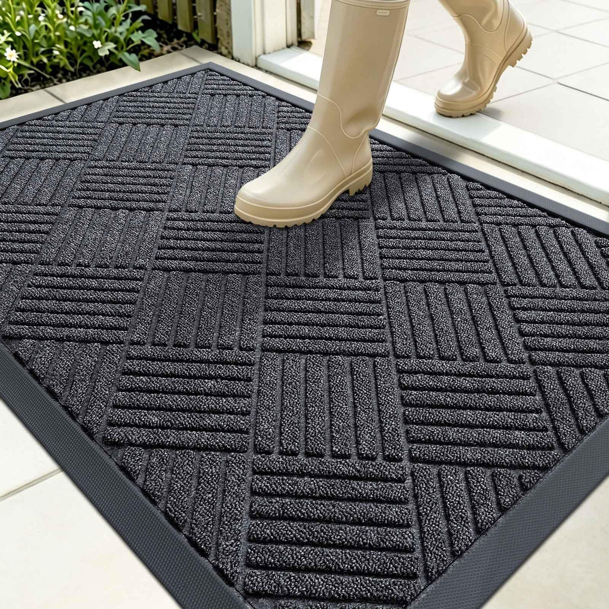 OLANLY Front Door Mat Outside Entrance, Waterproof Heavy-Duty Doormat