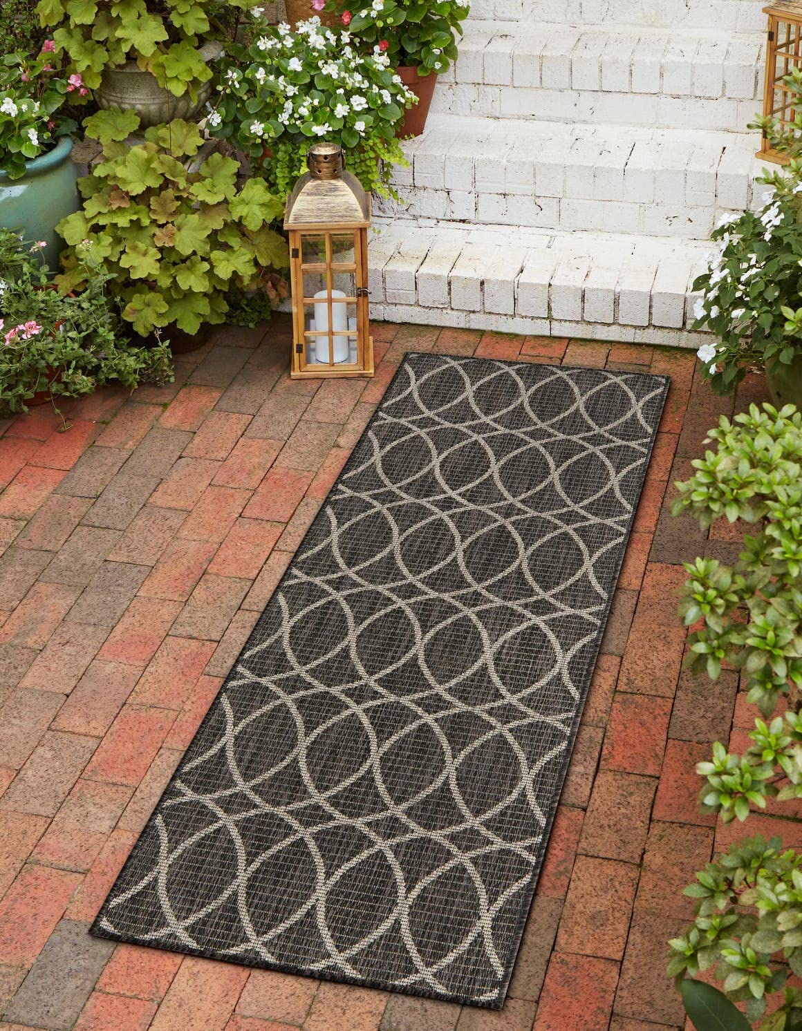 Unique Loom Outdoor Trellis Collection Area Rug - Gitter (10' x 14' 1" Rectangle, Blue/ Ivory)
