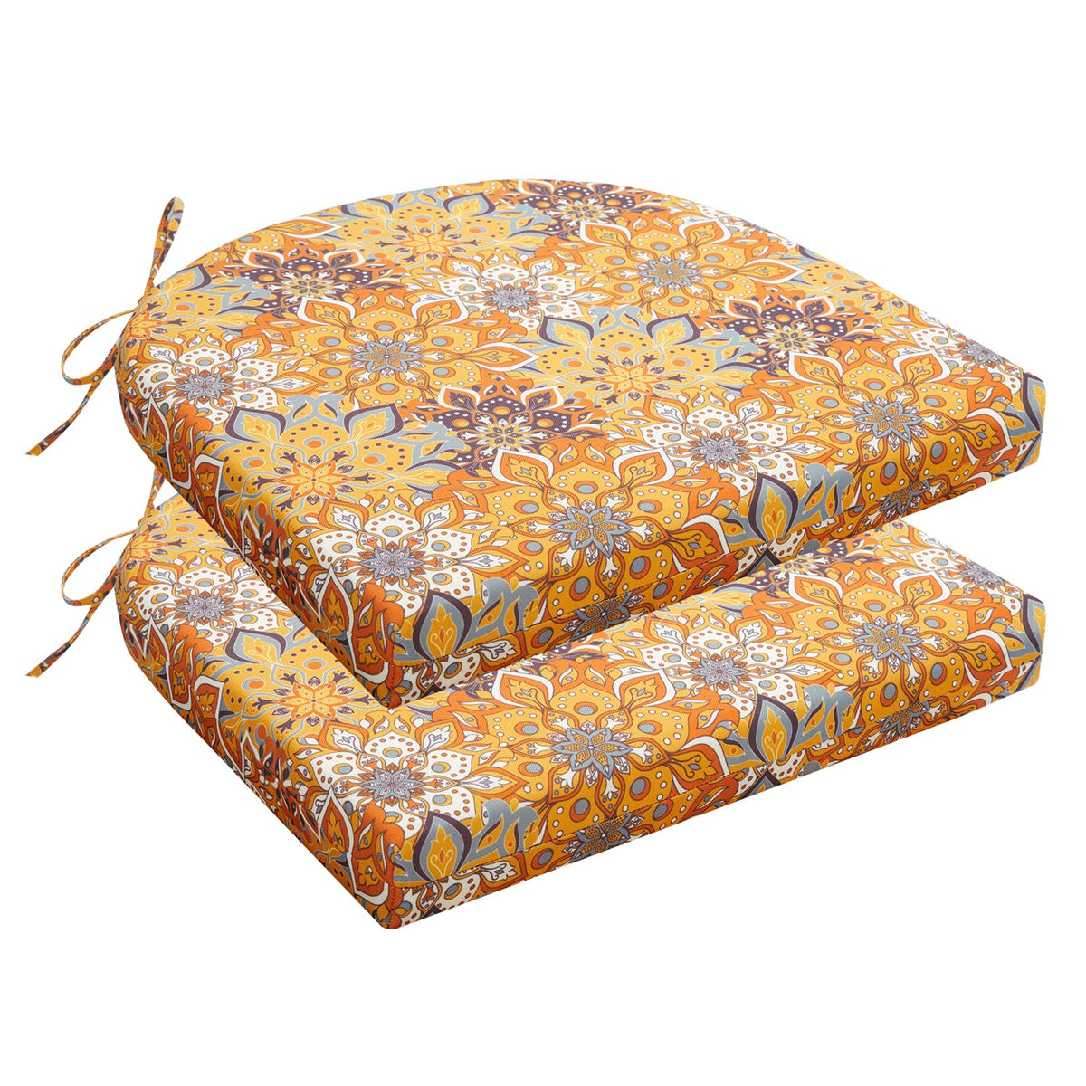 HARBOREST Outdoor Chair Cushions Set of 4, Water Resistant Patio Chair Cushions with Ties, Outdoor Seat Cushions for Patio Furniture, 17"x16"x2", Black/White Diamond