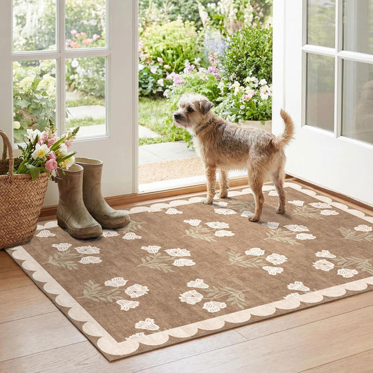 Floral Outdoor Rugs, 28"x43" Front Door Mat Indoor Outside Entrance