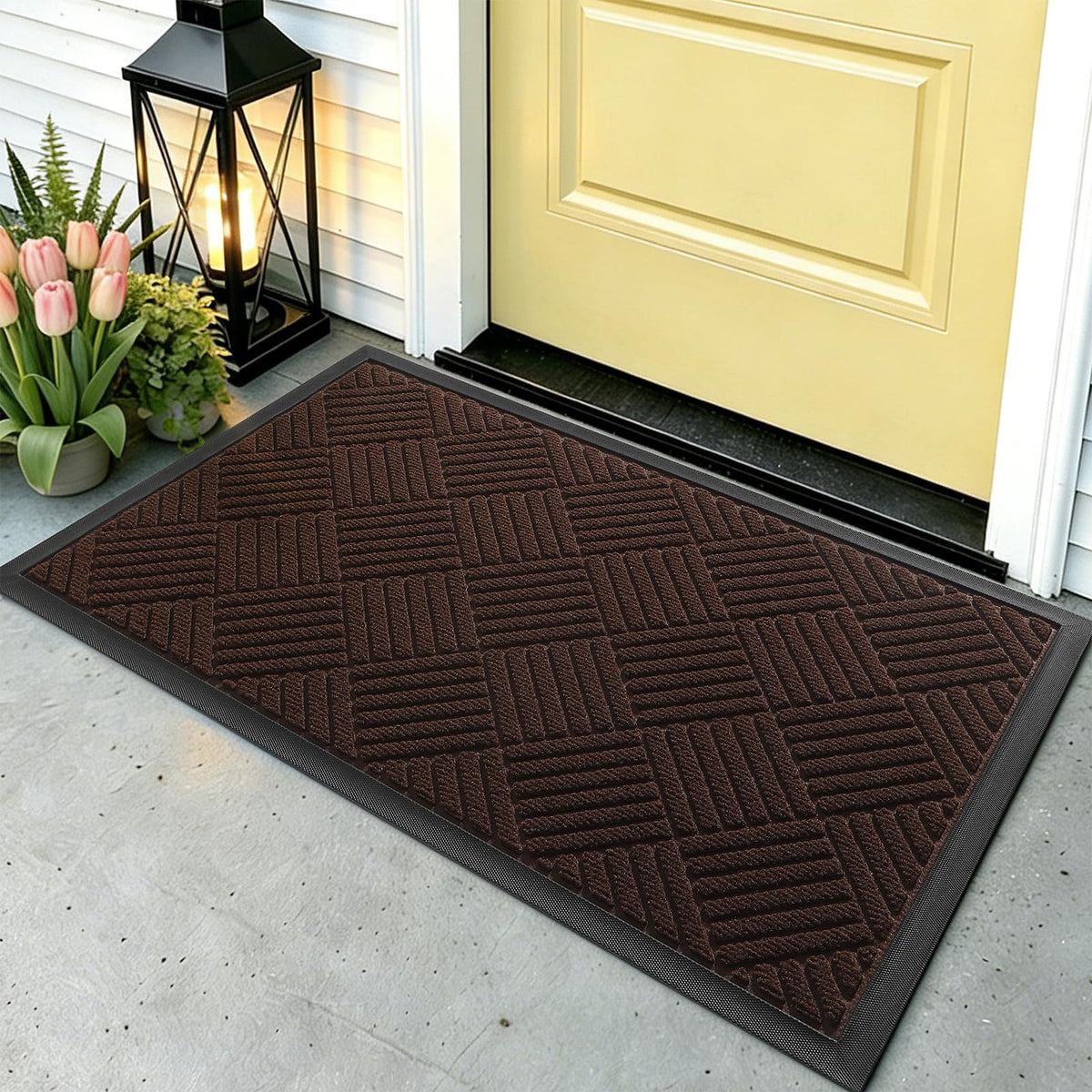 Front Door Mat, Heavy Duty Non-Slip Doormat 29.5"x17", Grey