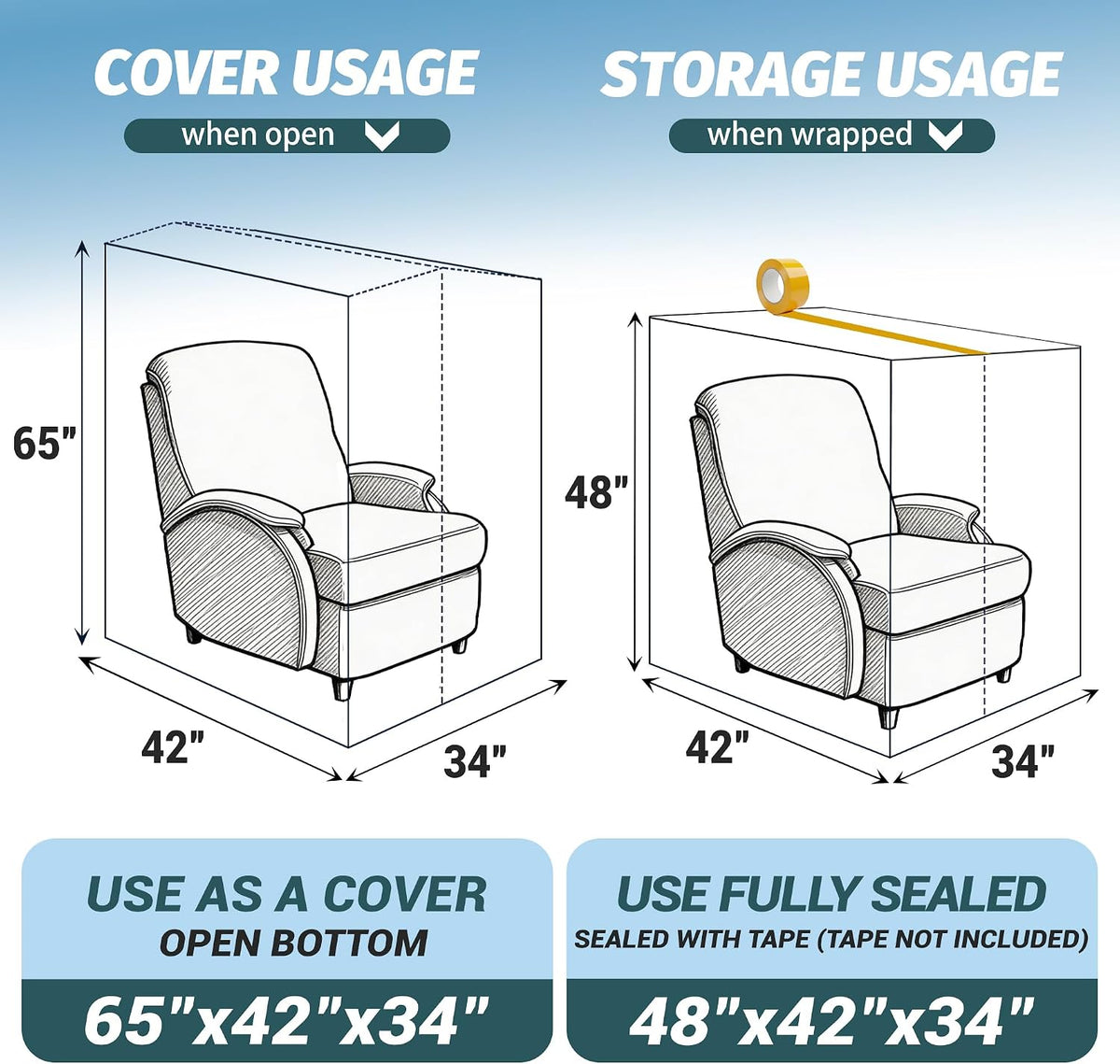 Clear Plastic Moving Chair Furniture Covers for Storage
