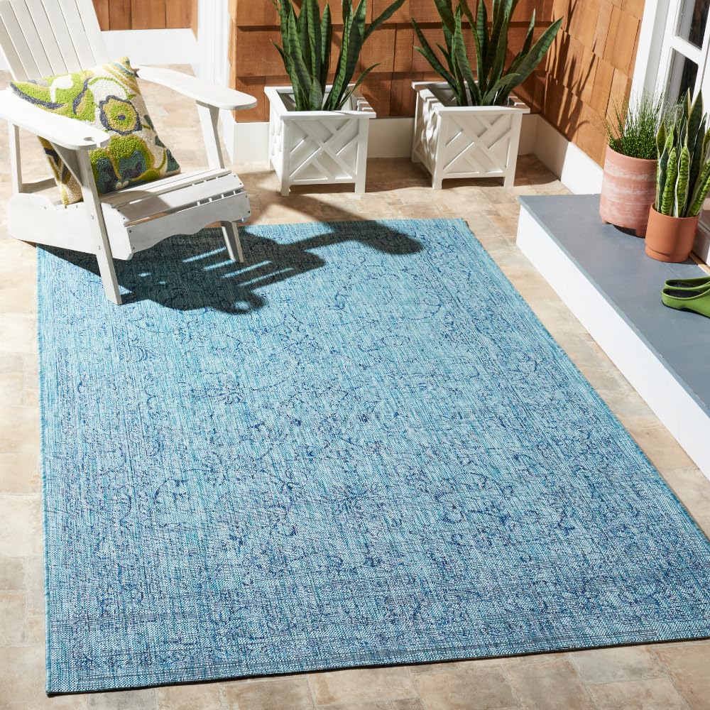 SAFAVIEH Courtyard Collection 8' x 10' Turquoise CY8680 Indoor/ Outside Waterproof Easy cleansingPatio Backyard Mudroom Area Mat
