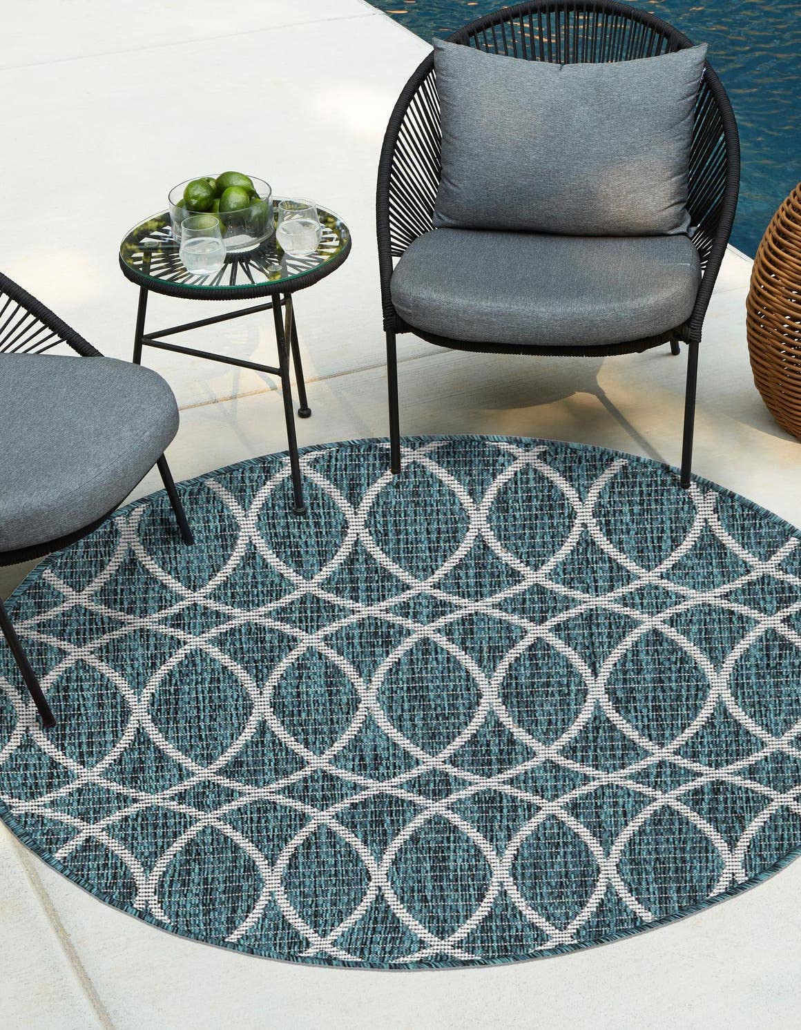 Unique Loom Outdoor Trellis Collection Area Rug - Gitter (10' x 14' 1" Rectangle, Blue/ Ivory)