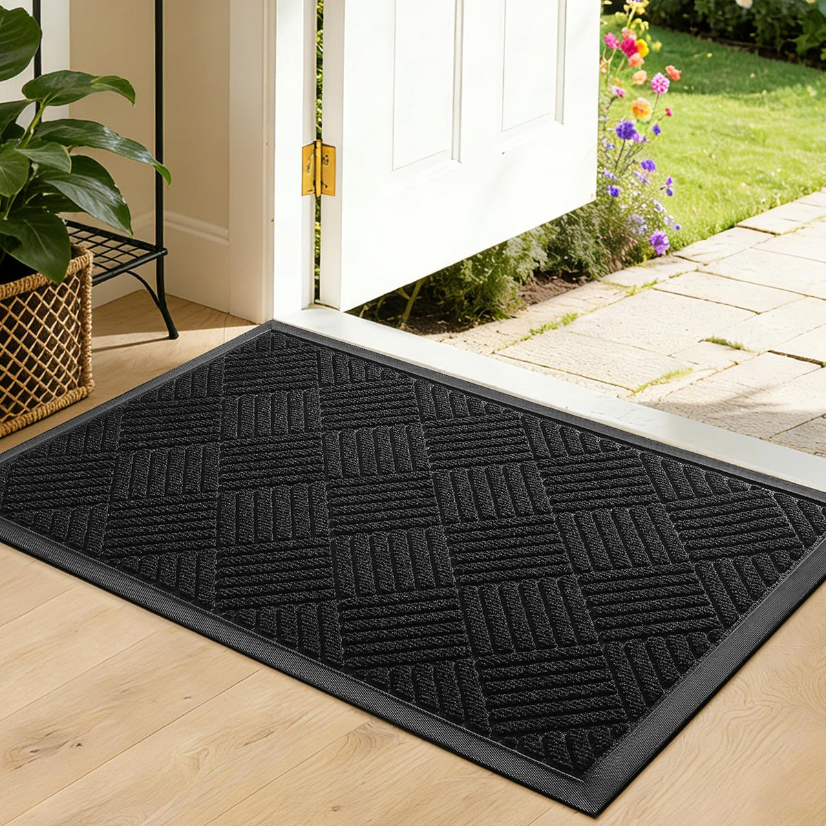 Front Door Mat, Heavy Duty Non-Slip Doormat 29.5"x17", Grey