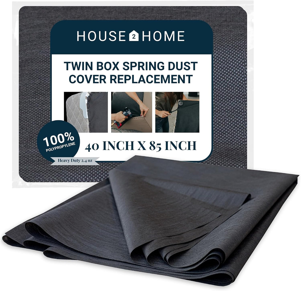 House2Home Twin Box Spring Cover Heavy Duty Black Cambric 40"