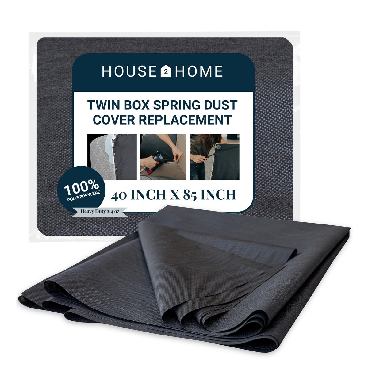 House2Home Twin Box Spring Cover Heavy Duty Black Cambric 40"