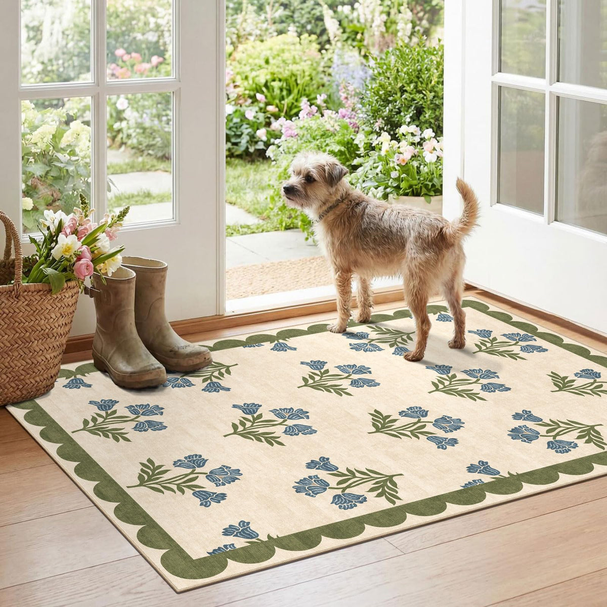 Floral Outdoor Rugs, 28"x43" Front Door Mat Indoor Outside Entrance