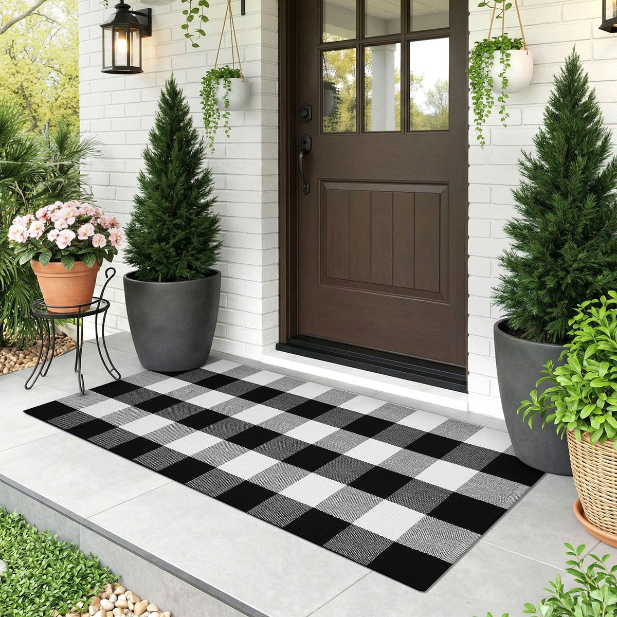 KOZYFLY Buffalo Plaid Area Rugs 27.5x43 in Black and White Checkered Rug