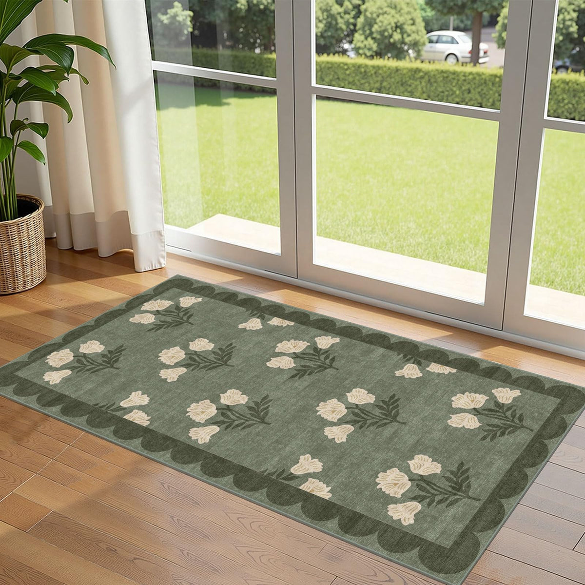 Floral Outdoor Rugs, 28"x43" Front Door Mat Indoor Outside Entrance