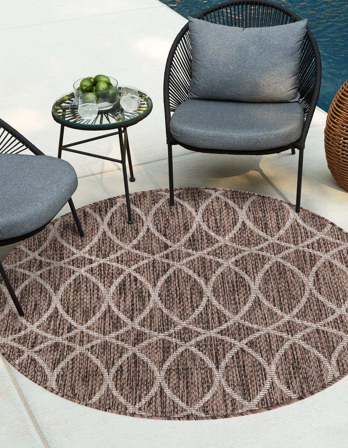 Unique Loom Outdoor Trellis Collection Area Rug - Gitter (10' x 14' 1" Rectangle, Blue/ Ivory)