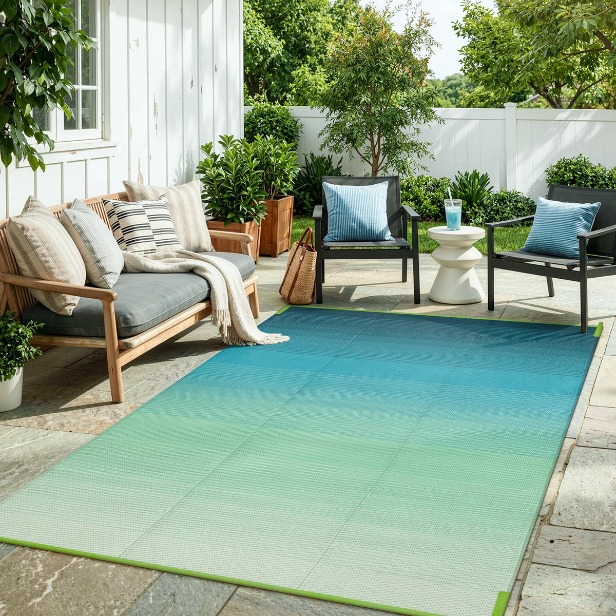 Lahome Extra Large Outdoor Rug 8x10 Patio Waterproof,Reversible Camping Rug