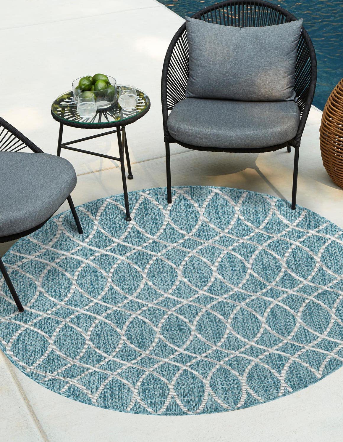 Unique Loom Outdoor Trellis Collection Area Rug - Gitter (10' x 14' 1" Rectangle, Blue/ Ivory)