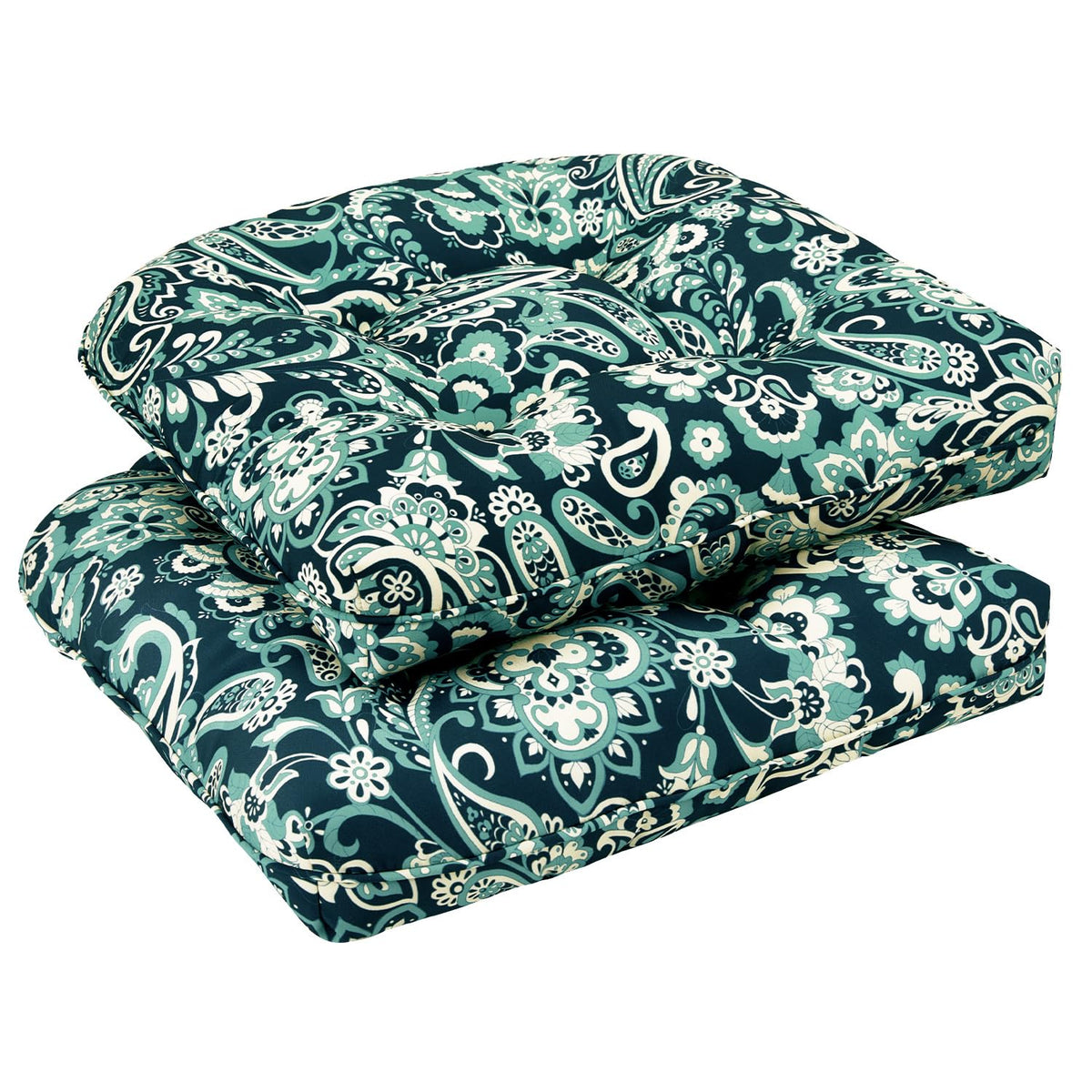 downluxe Outdoor Chair Cushions Set of 4 for Patio Furniture, Water Resistant Tufted Overstuffed Patio Furniture Cushions, Thick Outdoor Seat Cushion, 19" X 19" X 5", Black