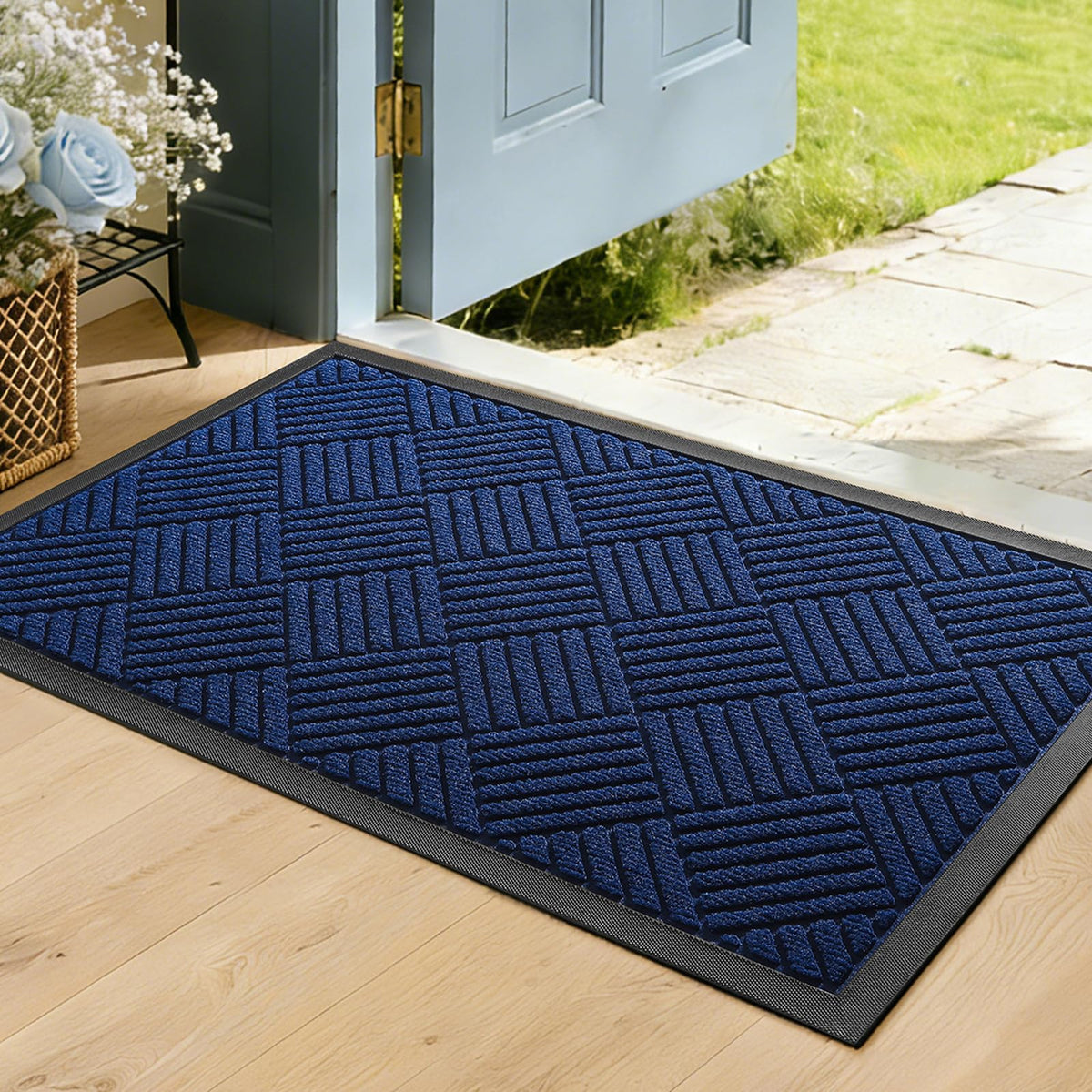Front Door Mat, Heavy Duty Non-Slip Doormat 29.5"x17", Grey