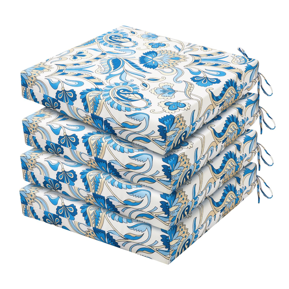 HARBOREST Outdoor Chair Cushions Set of 4, Water Resistant Patio Chair Cushions with Ties, Outdoor Seat Cushions for Patio Furniture, 17"x16"x2", Black/White Diamond