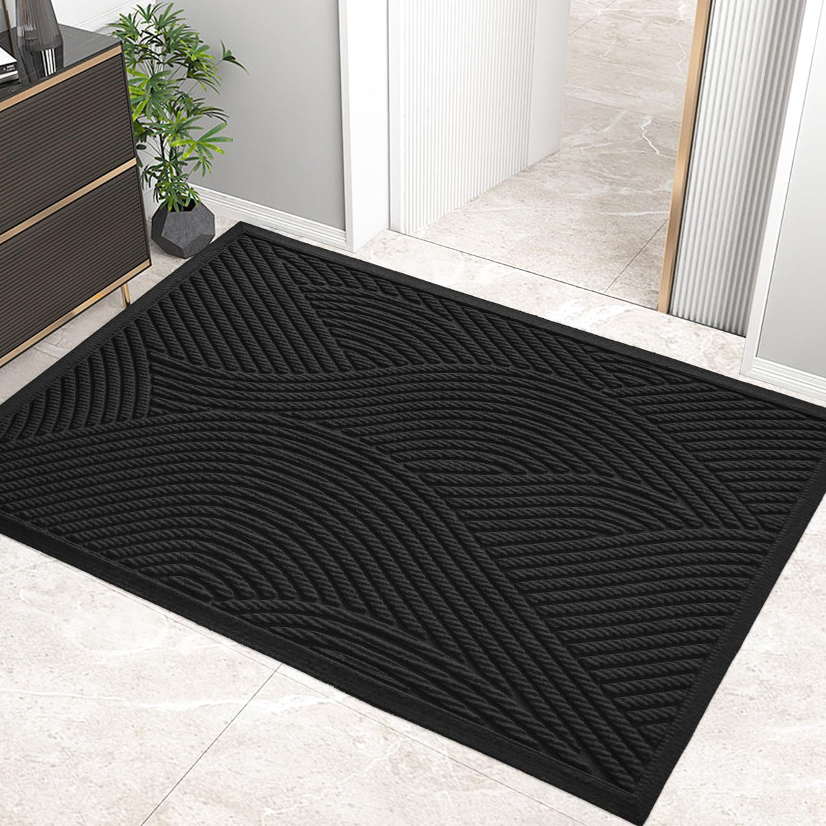 HIYARD Sturdy Front Door Mat, Absorbent Muddy Dirt Resist Welcome Door Mats Outdoor Indoor, Stain and Fade Resistant, Non-Slip Backing Entry Mat Low Profile Doormat for Entryway, 36×24, Beige