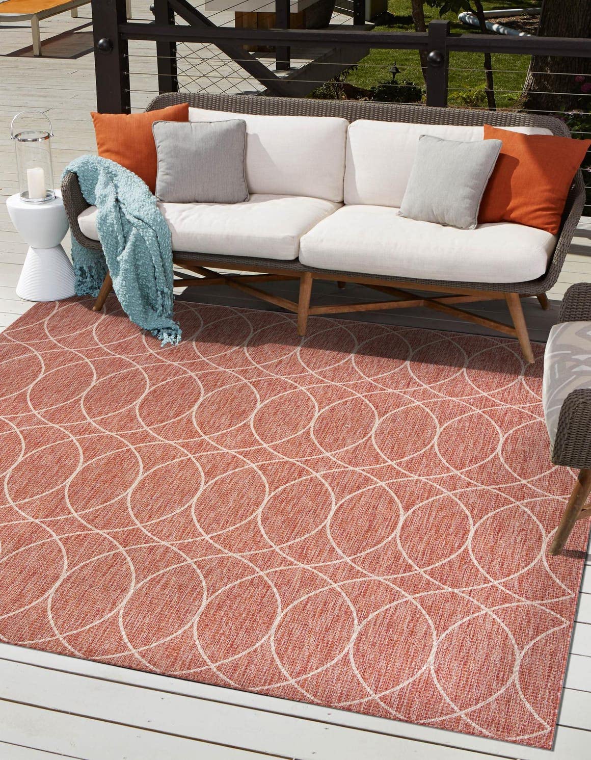 Unique Loom Outdoor Trellis Collection Area Rug - Gitter (10' x 14' 1" Rectangle, Blue/ Ivory)