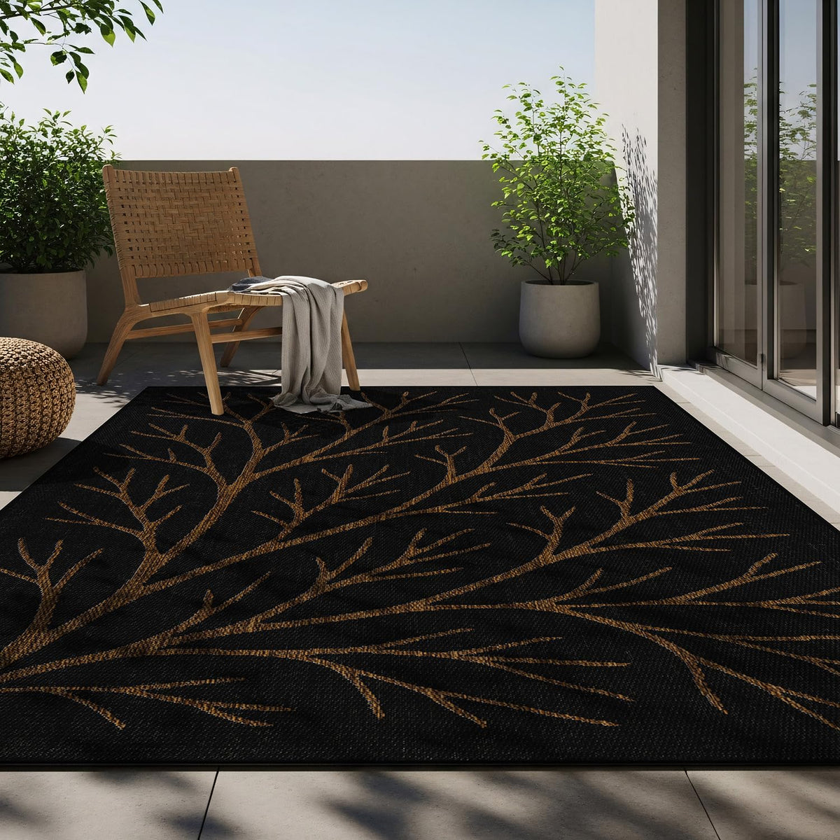 Washable Indoor Outdoor Rug 9x12 Weather Resistant Area Rugs Modern Solid for Porch Deck Balcony Backyard Patio Outside Carpet (9 X 12 Aqua Blue)