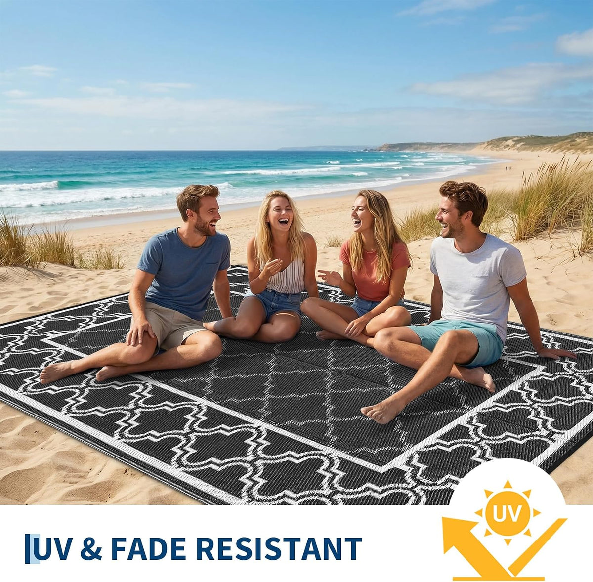 Garvee Reversible Outdoor Rug 6x9, Waterproof Outdoor Plastic Rug, Porch