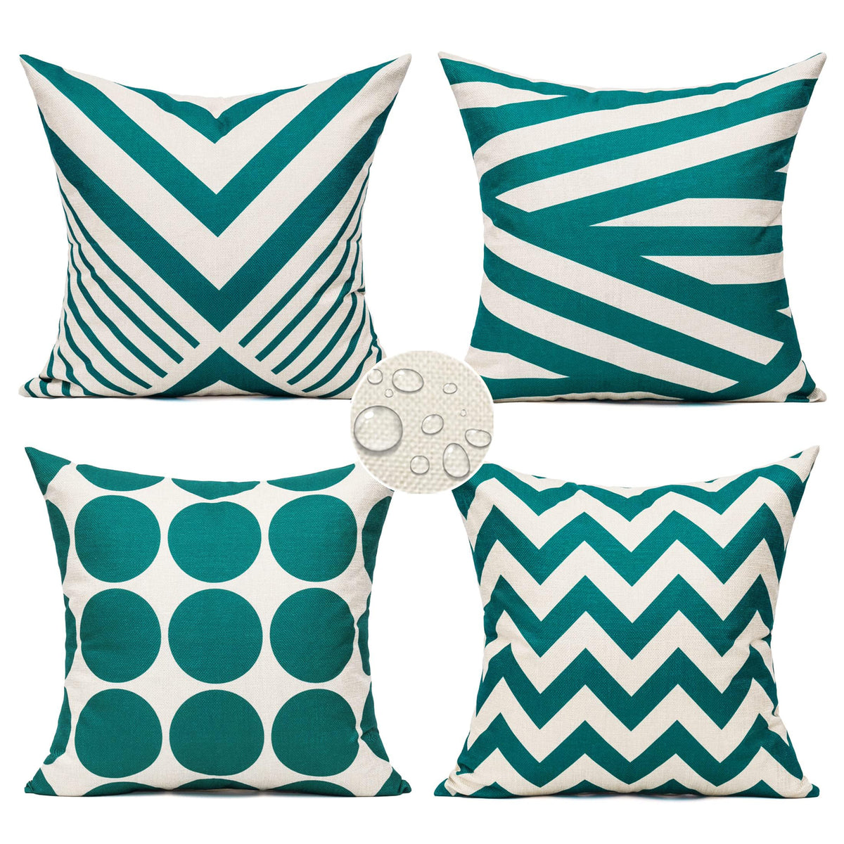 All Smiles Outdoor Waterproof Throw Pillow Covers 18X18 Set of 4,Orange Decorative Cushion Covers Boho Decorations Outside for Patio Furniture Porch Seat Chair Couch Sofa Living Room Geometric