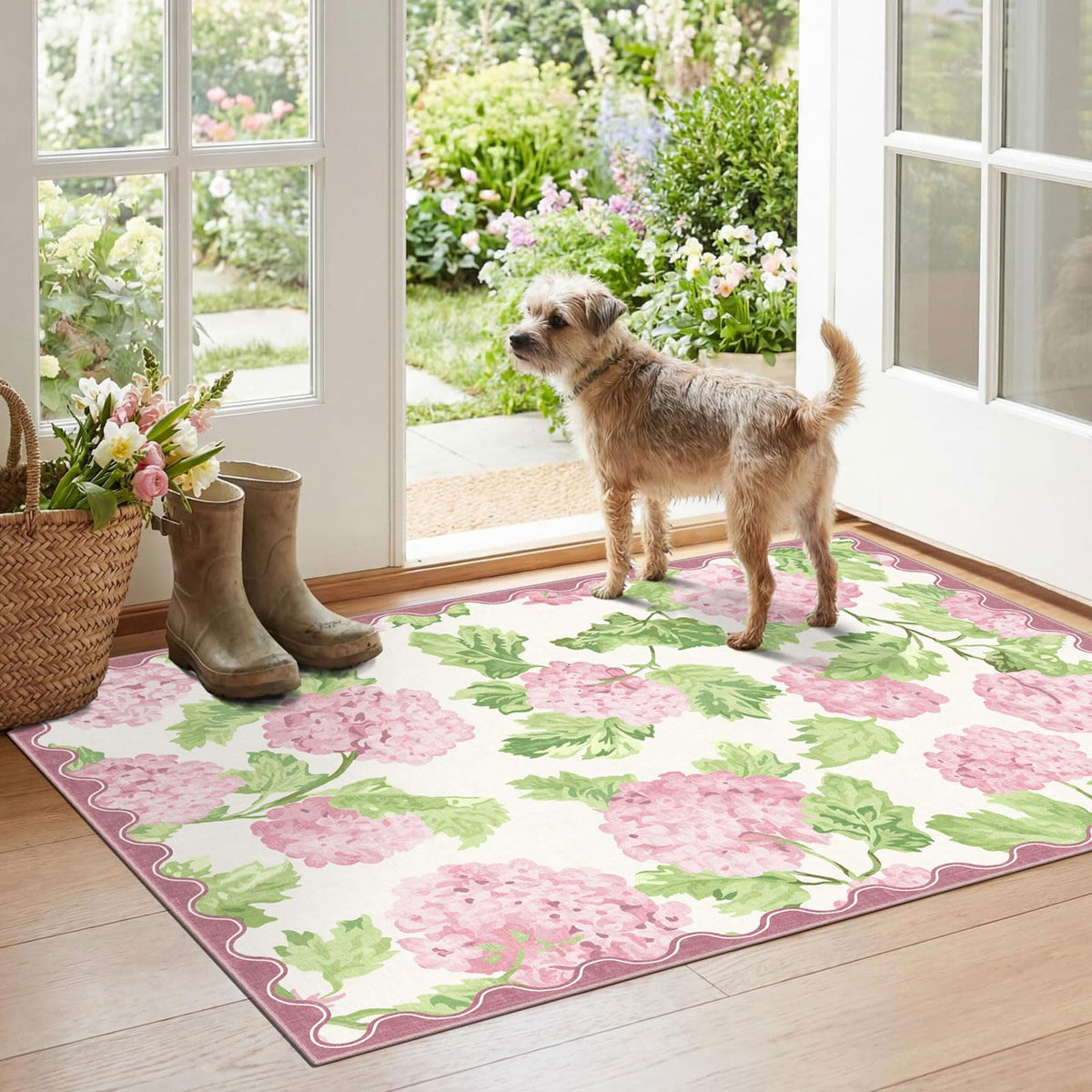 Floral Outdoor Rugs, 28"x43" Front Door Mat Indoor Outside Entrance
