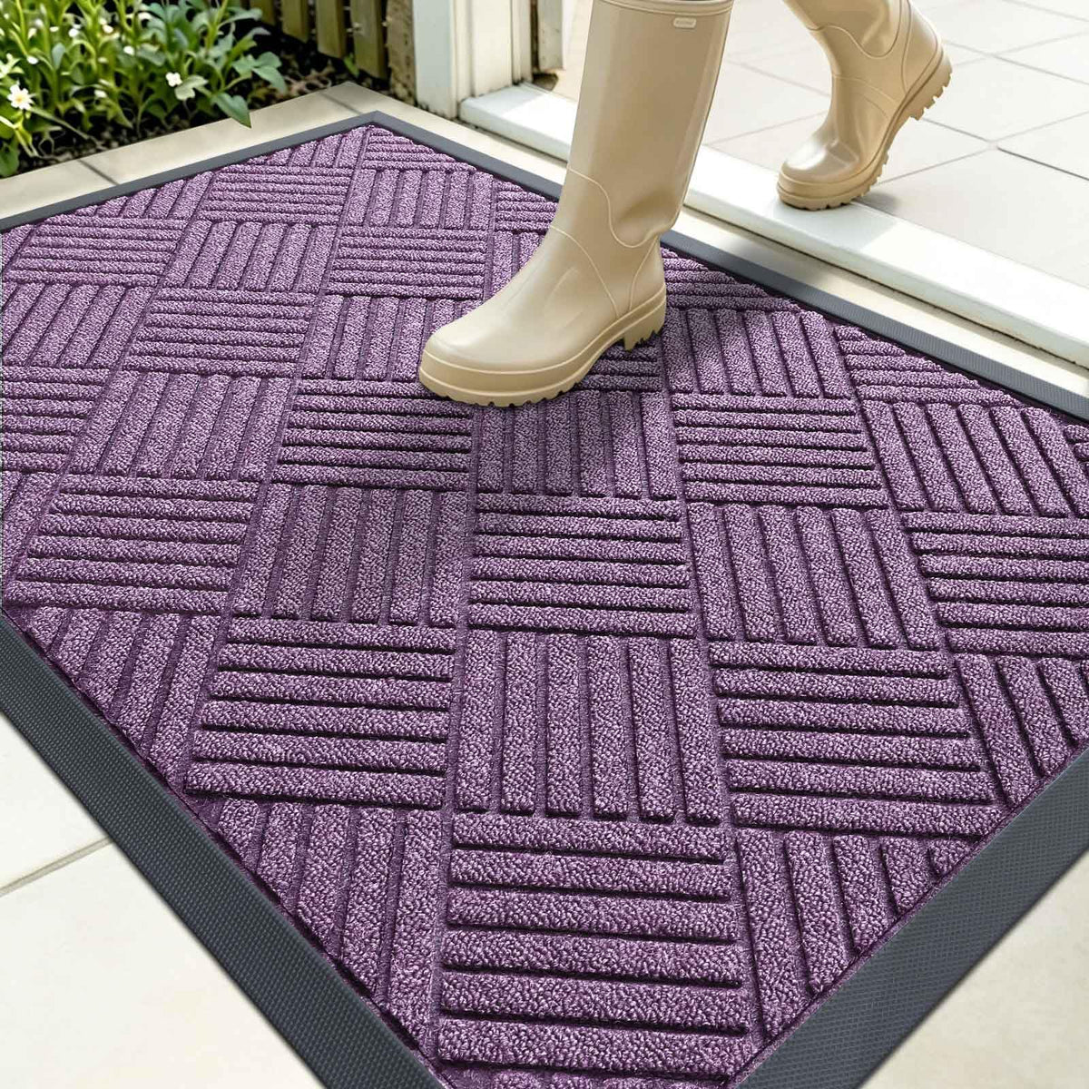 OLANLY Front Door Mat Outside Entrance, Waterproof Heavy-Duty Doormat