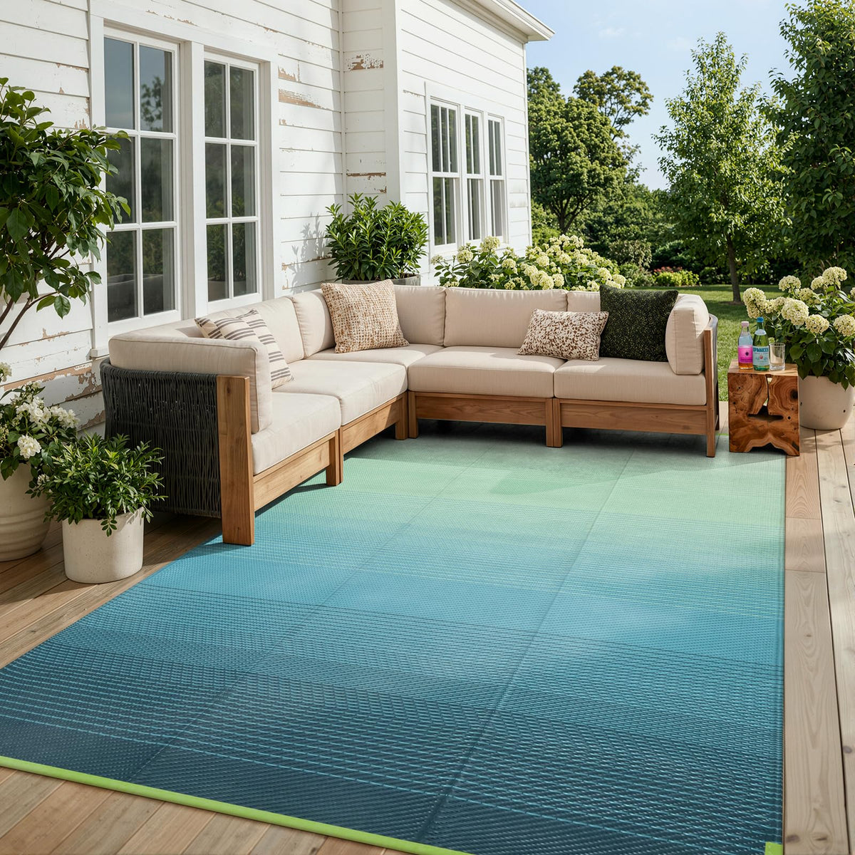 Lahome Extra Large Outdoor Rug 8x10 Patio Waterproof,Reversible Camping Rug