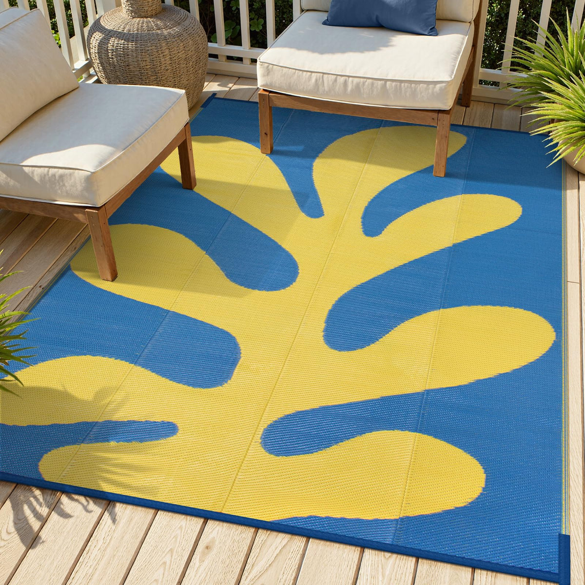 Lahome Extra Large Outdoor Rug 8x10 Patio Waterproof,Reversible Camping Rug
