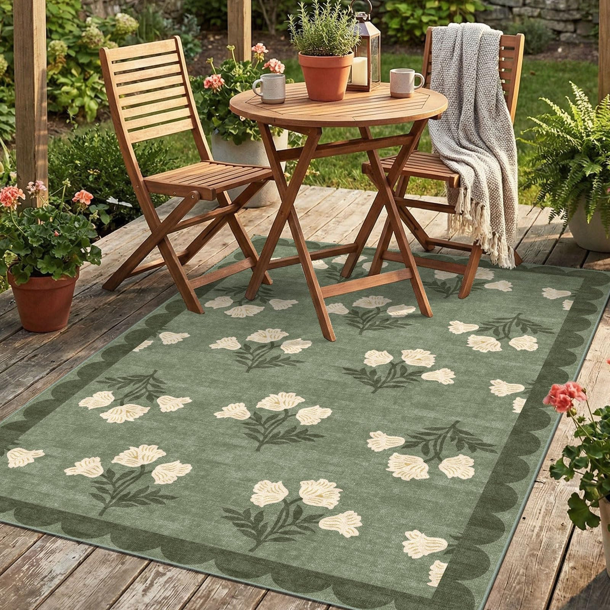 Floral Outdoor Rugs, 28"x43" Front Door Mat Indoor Outside Entrance