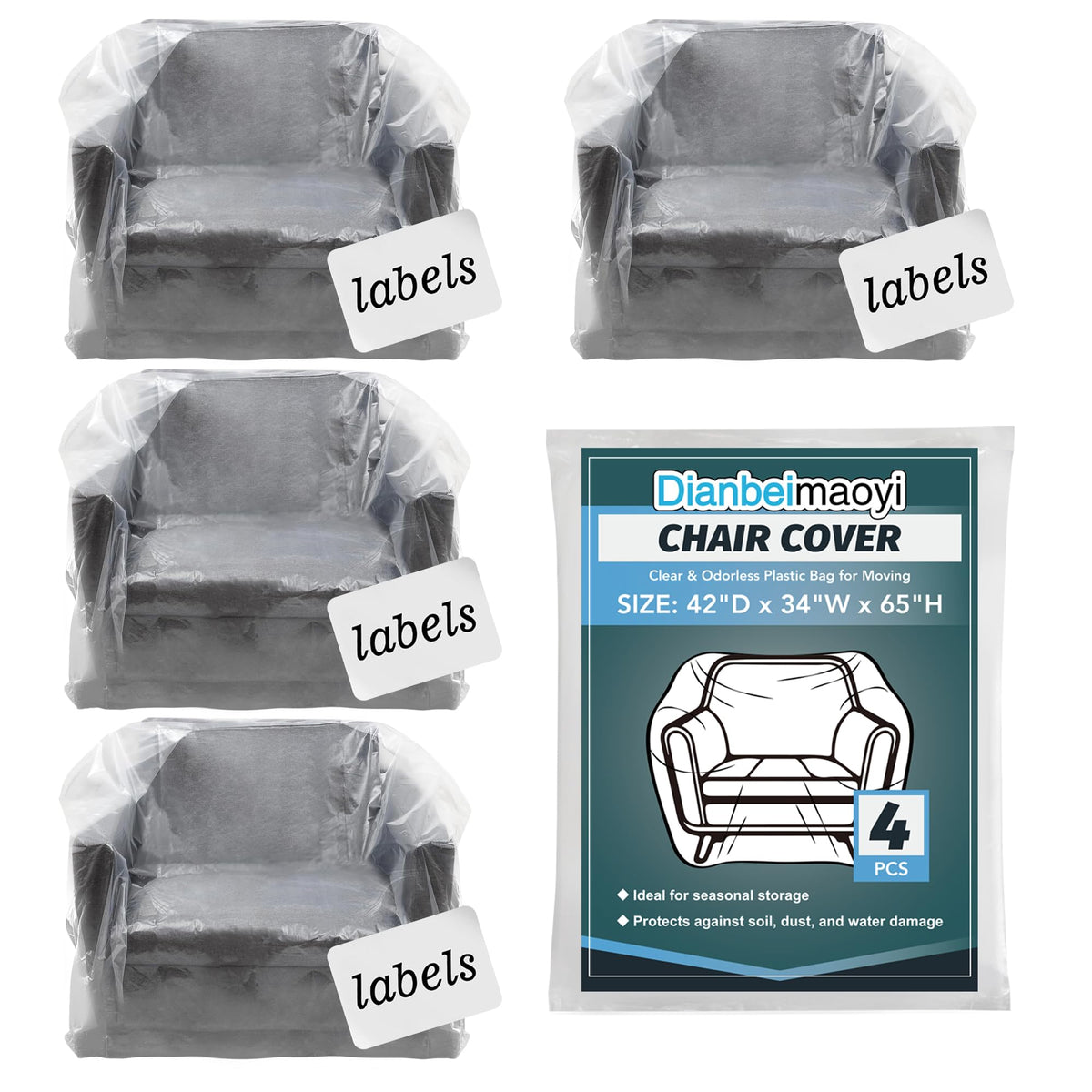 Clear Plastic Moving Chair Furniture Covers for Storage