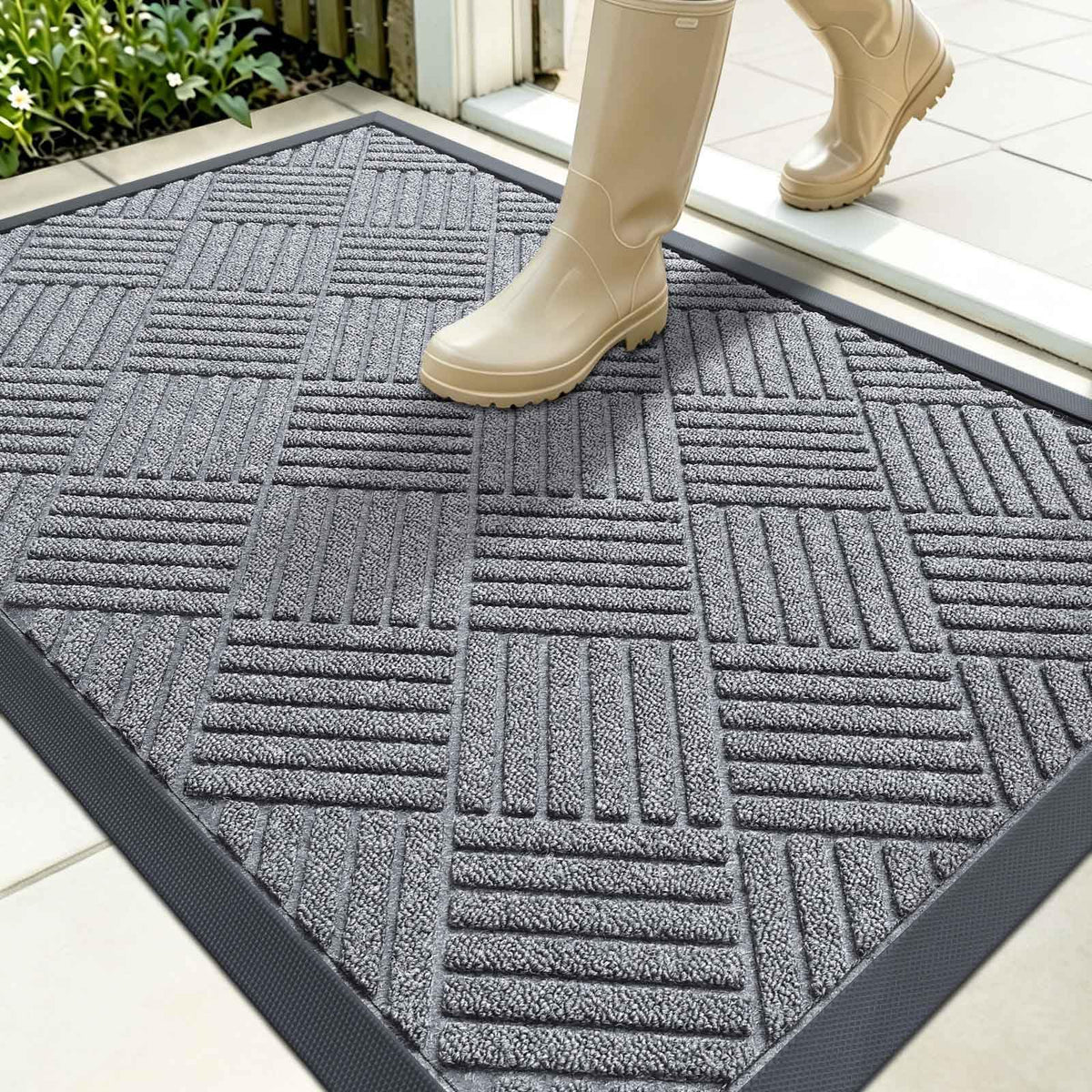 OLANLY Front Door Mat Outside Entrance, Waterproof Heavy-Duty Doormat