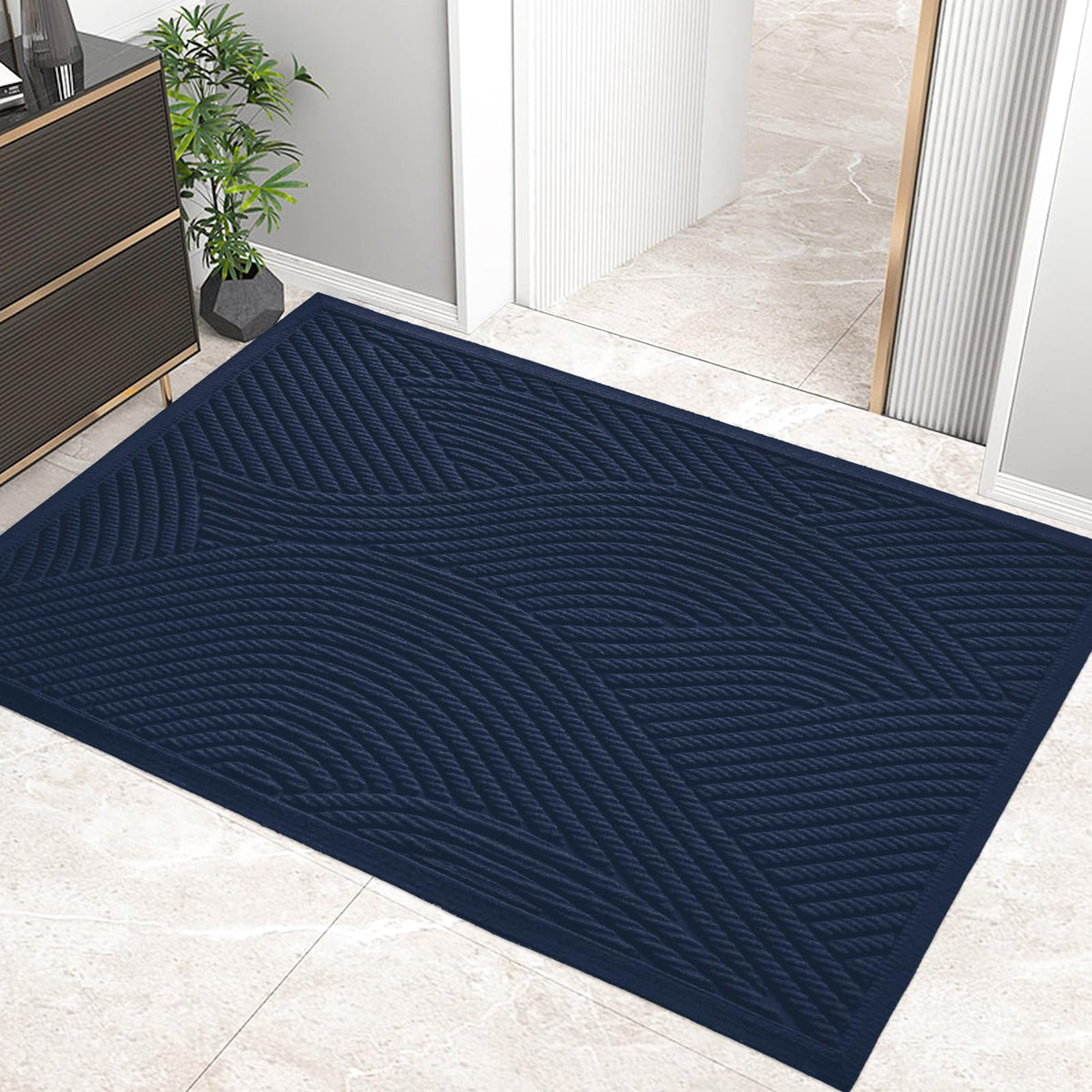 HIYARD Sturdy Front Door Mat, Absorbent Muddy Dirt Resist Welcome Door Mats Outdoor Indoor, Stain and Fade Resistant, Non-Slip Backing Entry Mat Low Profile Doormat for Entryway, 36×24, Beige
