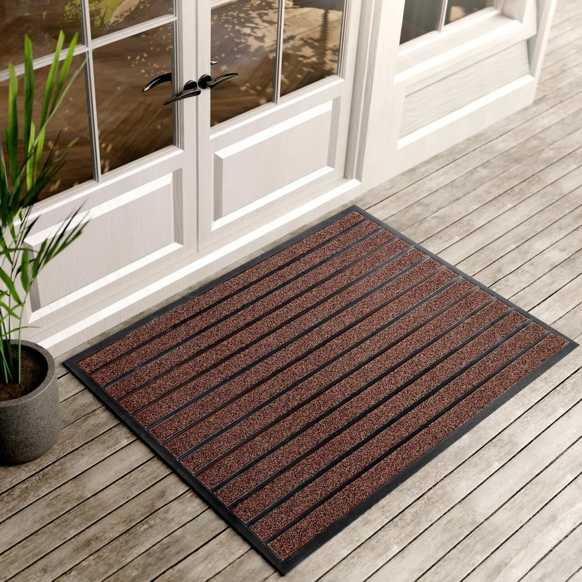 ubdyo Extra Durable Door Mat Outside Entrance (30" x 17", Bright Brown)