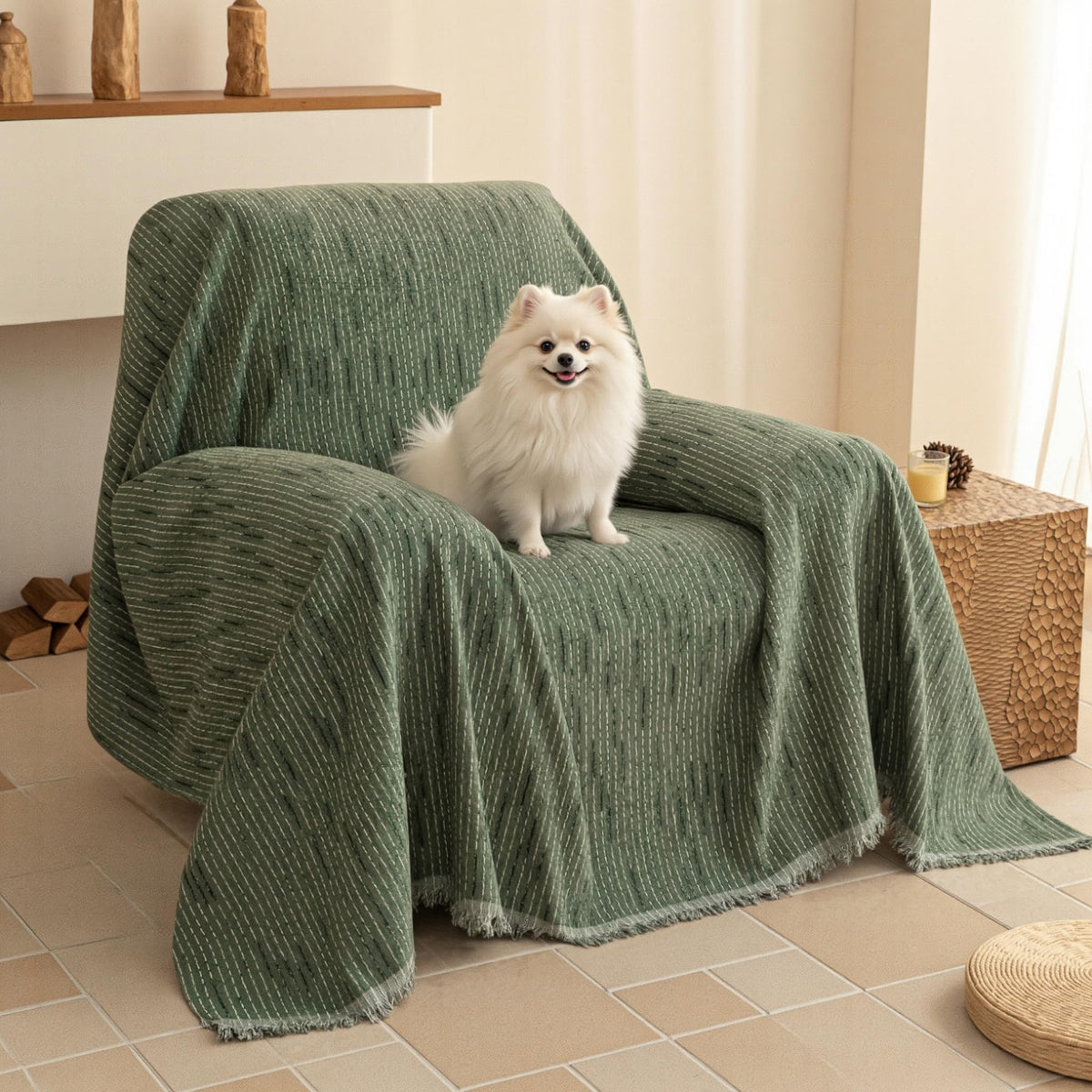 MYSKY HOME Couch Cover for Dogs, Washable Couch Covers, Non Slip Sofa Cover, Couch Cover 2 Cushion Sofa Dogs Furniture Protector with Tassels, Chenille Sofa Slipcover for Pets, 71"x118", Dark Grey
