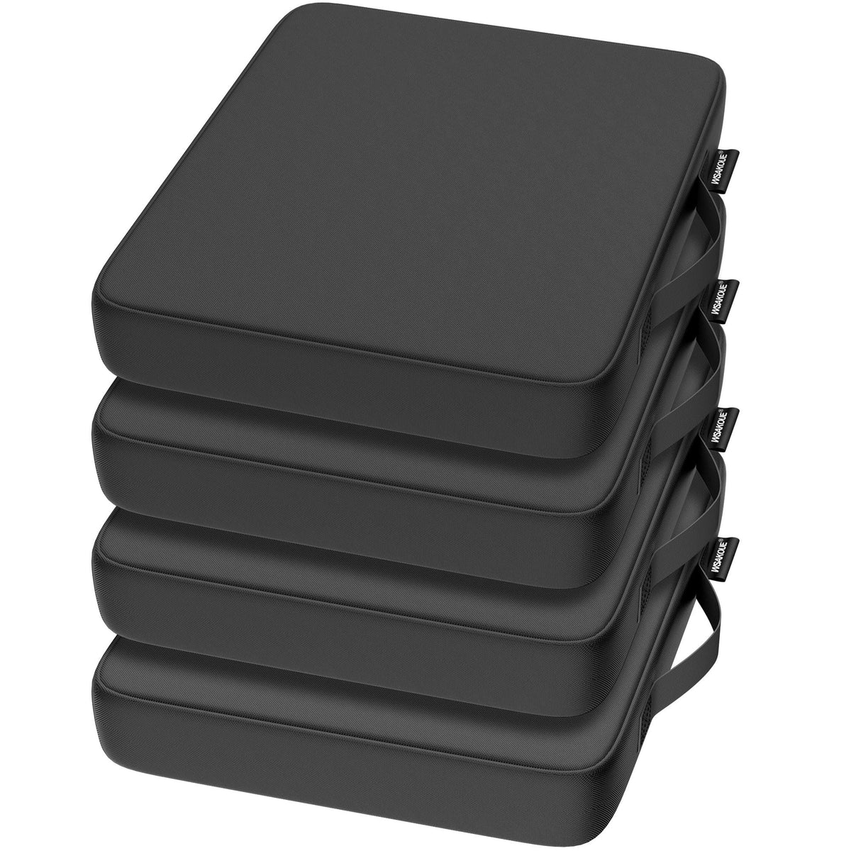 WSAKOUE Stadium Seat Cushions - Portable Bleacher Cushions, 2.56" Extra Thick, Waterproof Oxford Fabric, Lightweight Stadium Seat Pads for Sports Events, Office, Camping, Outdoor Bench (3, Black)