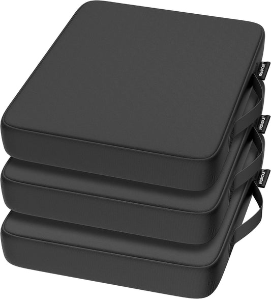 WSAKOUE Stadium Seat Cushions - Portable Bleacher Cushions, 2.56" Extra Thick, Waterproof Oxford Fabric, Lightweight Stadium Seat Pads for Sports Events, Office, Camping, Outdoor Bench (3, Black)