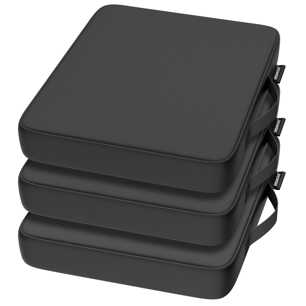 WSAKOUE Stadium Seat Cushions - Portable Bleacher Cushions, 2.56" Extra Thick, Waterproof Oxford Fabric, Lightweight Stadium Seat Pads for Sports Events, Office, Camping, Outdoor Bench (3, Black)