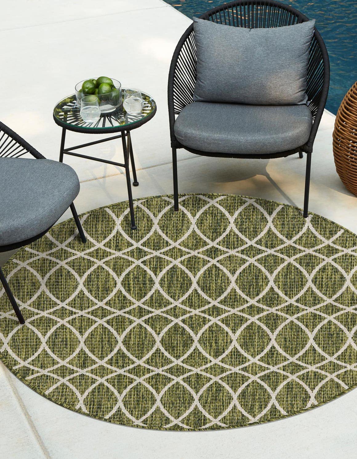 Unique Loom Outdoor Trellis Collection Area Rug - Gitter (10' x 14' 1" Rectangle, Blue/ Ivory)