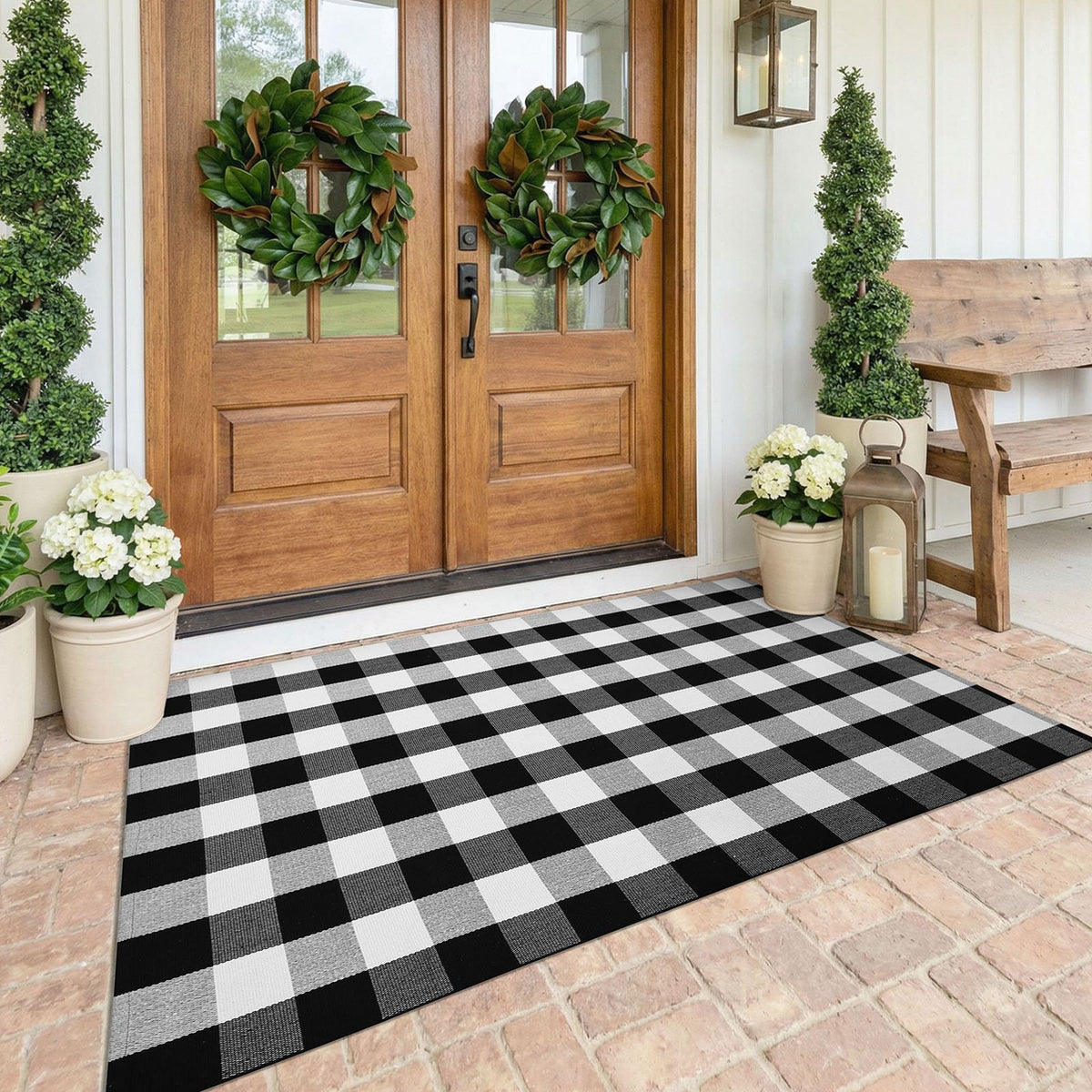 KOZYFLY Buffalo Plaid Area Rugs 27.5x43 in Black and White Checkered Rug