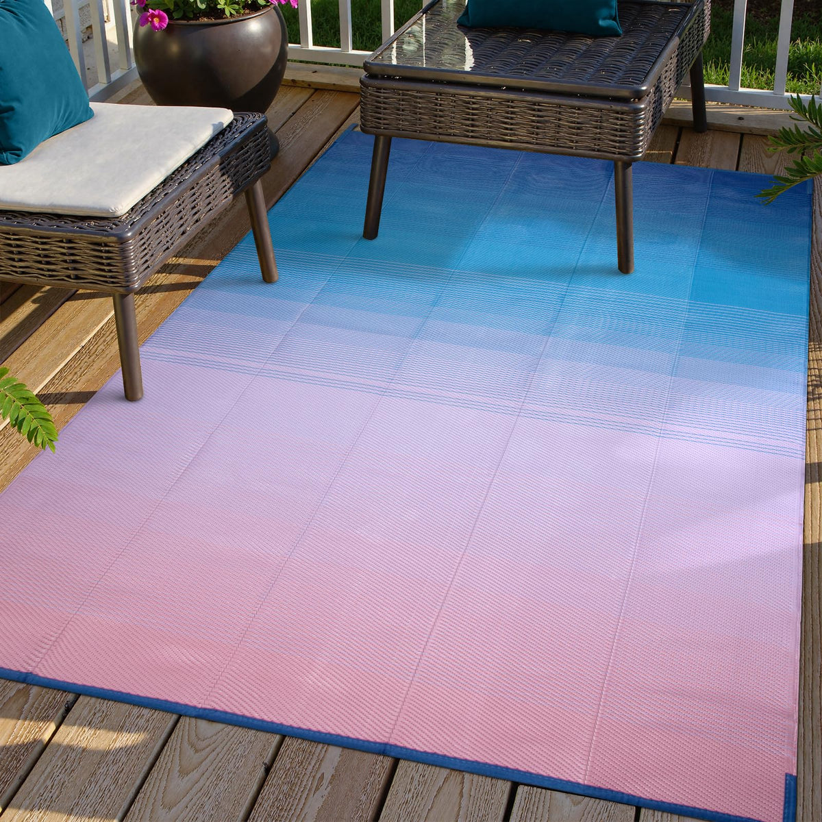 Lahome Extra Large Outdoor Rug 8x10 Patio Waterproof,Reversible Camping Rug
