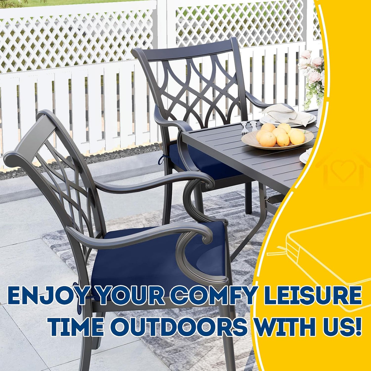 AAAAAcessories Outdoor Chair Cushions, 20 x 20 x 3 inches, Set of 2