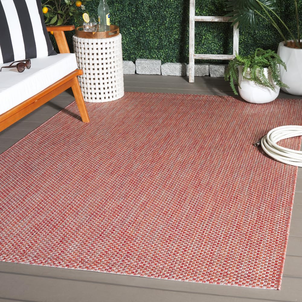 SAFAVIEH Washable Rug Outdoor Courtyard Collection - 8' x 10', Natural & Cream, Non-Shedding & Easy Cleaning, Ideal for Patio, Backyard, Mudroom, DIning Space (CY8521-03012)