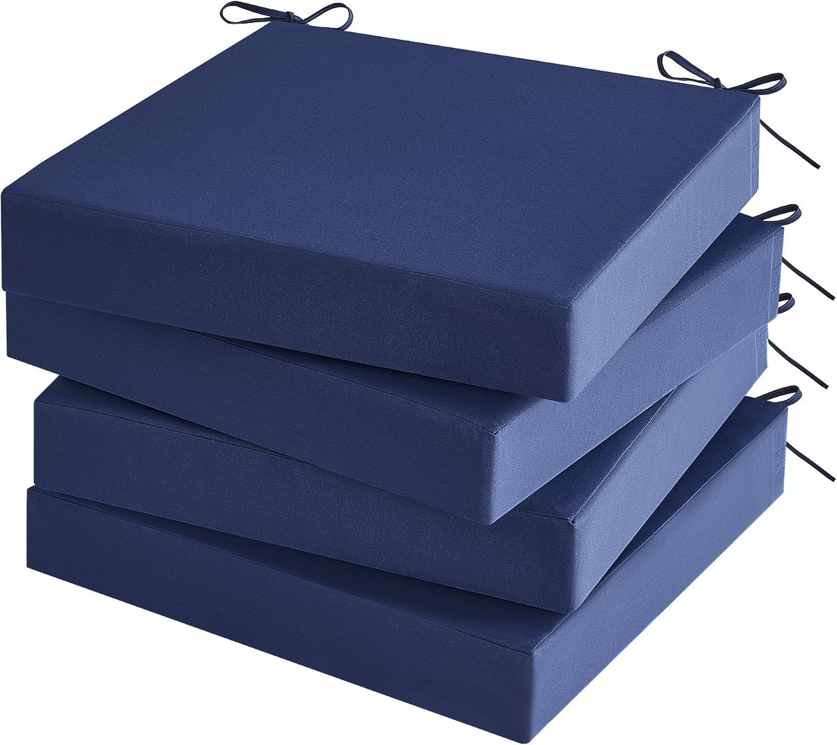 Outdoor Chair Cushions Set of 4 for Outdoor Patio Furniture, Waterproof Patio Seat Cushions with Handle & Ties, 3 Year Color Fastness Square Garden Sofa Couch Pads, 19" x 19" x 3", Navy Blue