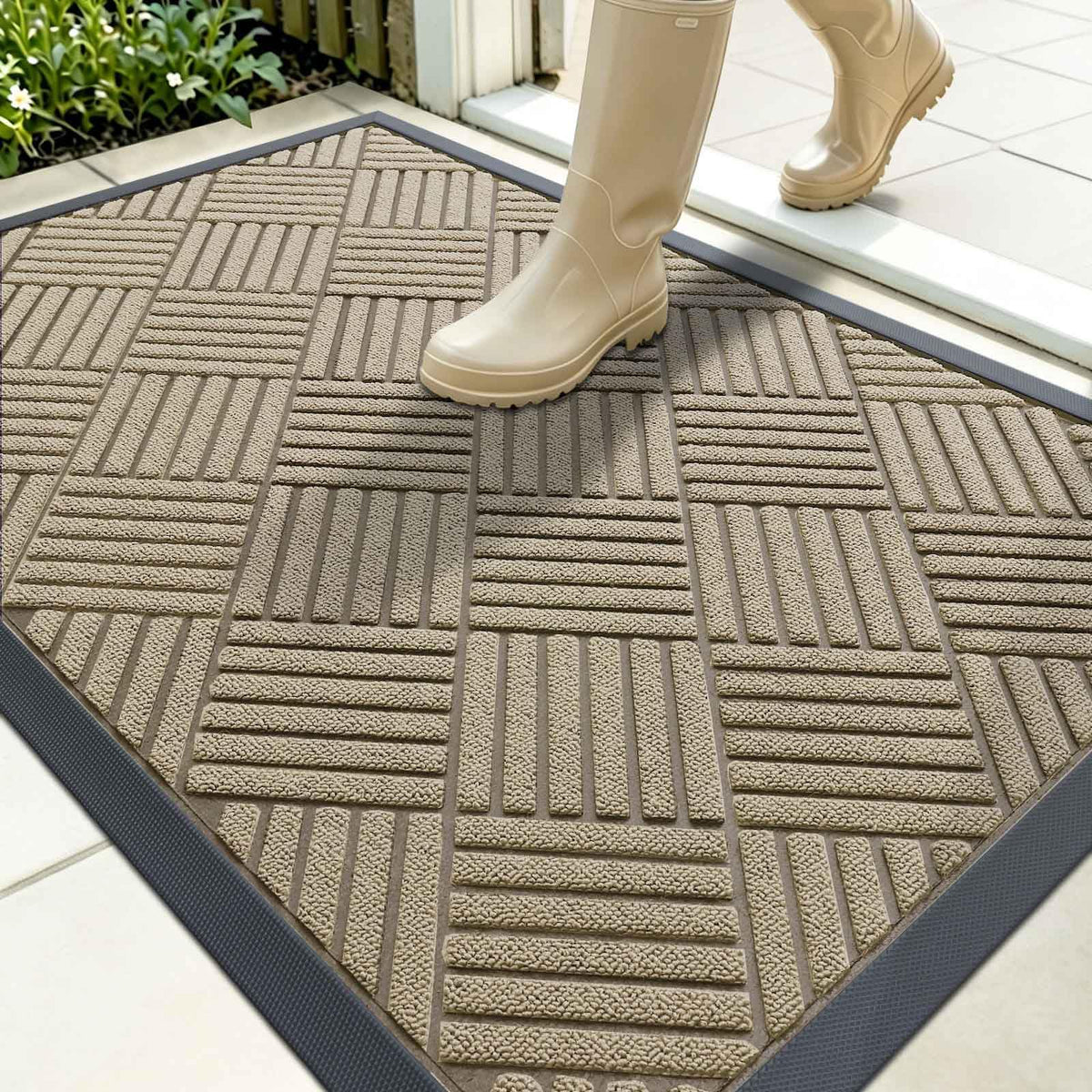 OLANLY Front Door Mat Outside Entrance, Waterproof Heavy-Duty Doormat