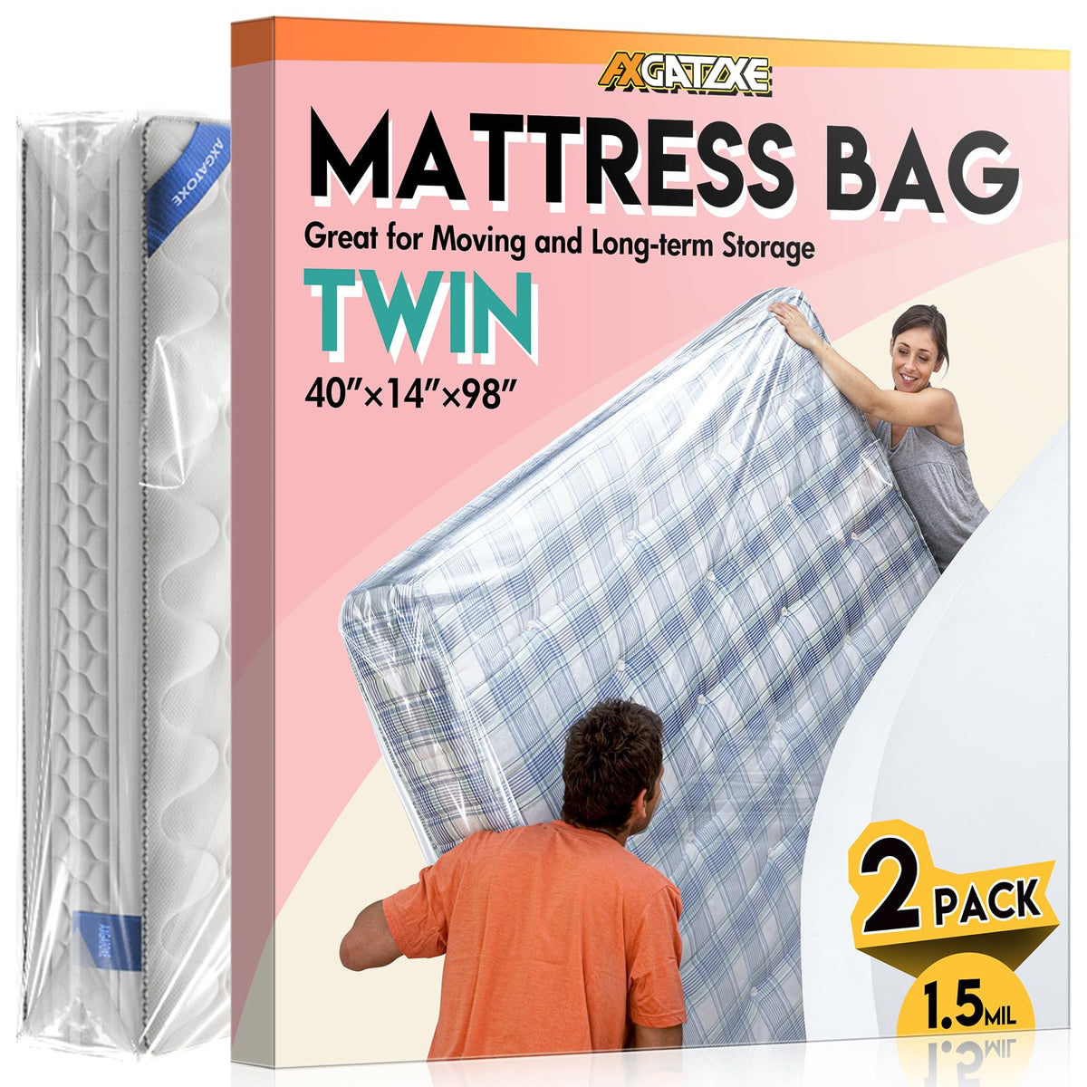 Axgatoxe Plastic Mattress Bag for Moving Storage, King Size (1.5MIL)