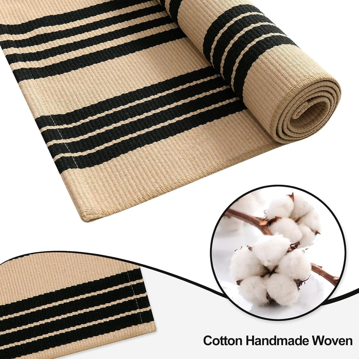 OJIA Outdoor Rug 3'x5', Black and Tan Patio Rugs Fall Door Mat Outside