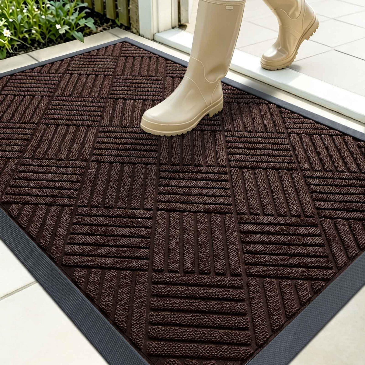 OLANLY Front Door Mat Outside Entrance, Waterproof Heavy-Duty Doormat
