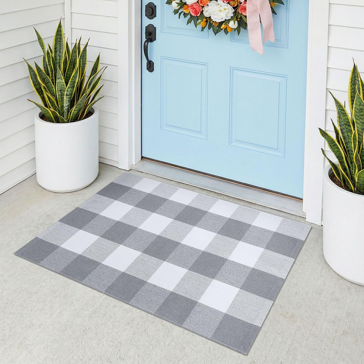 KOZYFLY Buffalo Plaid Area Rugs 27.5x43 in Black and White Checkered Rug