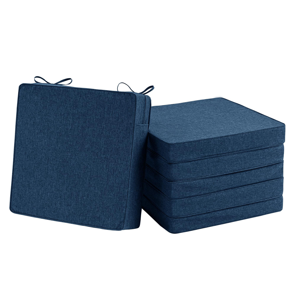 Outdoor Chair Cushions, Set of 4, 19 x 19 Inch, Navy Blue